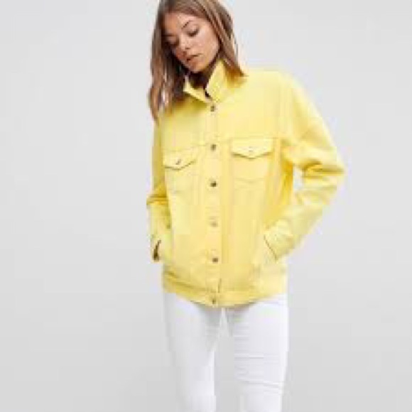 Vero Moda yellow oversized denim jacket size L - Picture 2 of 12